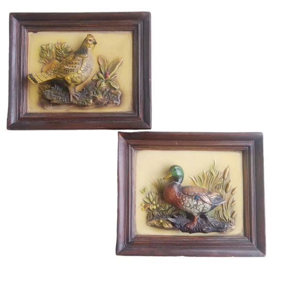 napco Other - Vintage NAPCO 3D Plaque Picture Ruffled Grouse Mallard Duck Drake Set Of 2